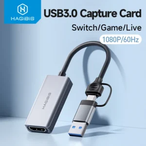 Hagibis USB 3.0 비디오 캡처 카드, HDMI 호환, USB C타입 게임 그래버 레코드, ms2130, 스위치 Xbox PS4/5 라이브 방송용