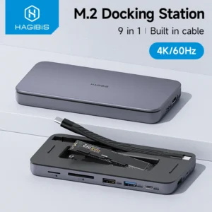 Hagibis USB C 허브, 윈도우 맥 OS용 도킹 스테이션, M.2 NVMe/SATA SSD 인클로저 포함, 4K HDMI 호환, 100W PD, USB 3.1, 9 인 1