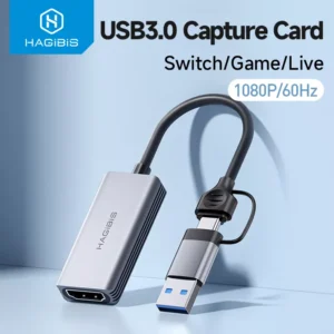 Hagibis USB 3.0 비디오 캡처 카드, HDMI 호환, USB C타입 게임 그래버 레코드, ms2130, 스위치 Xbox PS4/5 라이브 방송용