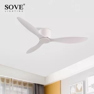 SOVE 모던 로우 플로어 DC 모터, 블랙 화이트 천장 선풍기, 30W, 원격 제어, 심플한 천장 선풍기, 조명 없는 가정용 선풍기, 220V