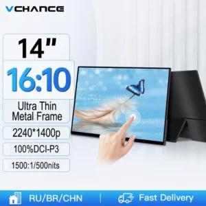 VCHANCE 노트북 Xbox Switch ps5 Mac용 휴대용 모니터, 14 인치 2.2K, 2240x1400p 16:10, 100% DCI-P3, 사무실 여행 외장 디스플레이