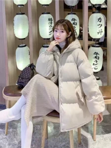 두꺼운 포켓 오피스 레이디 서스틴 파카, 후드 다운 코트, 한국 스타일 캐주얼 의류, 여성용 블랙 재킷, 가을 신상