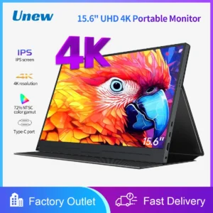 확장 디스플레이 지지대 HDMI C타입 휴대용 모니터, Xbox PS4/5 사무 게임 맥 폰용, IPS 4K FHD 3840×2160, 15.6 인치