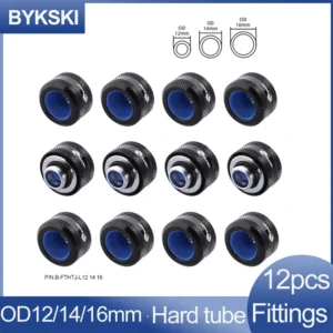 12pcs Bykski OD14MM12MM 16MM, 하드 파이프 피팅, PETG 튜브 손 압축, 블랙 어댑터, 레드, 화이트, 골드, 블루 G1/4 “,B-FTHTJ-L14