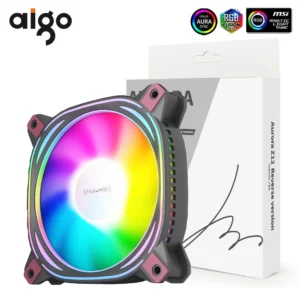Aigo Z12 컴퓨터 케이스 팬 리버스 벤투인하 PC 120mm RGB 팬 쿨러, 4 핀 PWM CPU 냉각 팬, 3 핀 5v Argb 12cm 환풍기