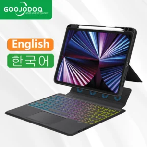 GOOJODOQ 매직 키보드 케이스, 마그네틱 분리형 RGB 키보드 커버, 아이패드 프로 11 프로 에어 5 에어 4, 아이패드 9 세대 케이스