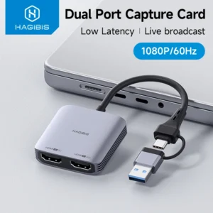 Hagibis 비디오 캡처 카드 HDMI 호환, USB A/C 레코딩 카드, 1080P, 4K 루프 아웃, 스위치 Xbox PS4/5 라이브 스트리밍용
