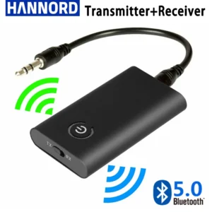 Hannord-2 인 1 무선 블루투스 5.0 송신기 수신기, TV PC 자동차 스피커용 충전식 오디오 어댑터, 3.5mm AUX Hifi 음악