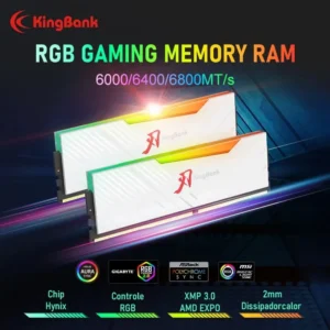 KingBank RGB 메모리 하이닉스 A-다이/M-다이 칩, AMD 인텔 CPU 마더보드 데스크탑 램, DDR5, 16GB, 32GB, 6400MHz, 6800MHz, 1.4V, CL32