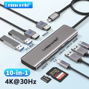 Lemorele TC91 USB C 허브 USB 3.0 도킹 스테이션, USB C타입-듀얼 HDMI, 맥북 에어 프로 아이패드 프로 M2 M1 PC용, 2 가지 확장