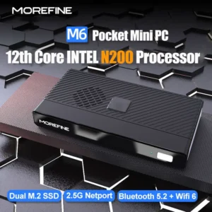 MOREFINE M6 미니 PC 포켓 컴퓨터, 인텔 N200, 12 세대, 2.9GHz, 윈도우 11 프로, DDR5 2933MHz, NVMe SSD, HDMI2.0, 4K @ 60Hz, 와이파이 6 BT5.2