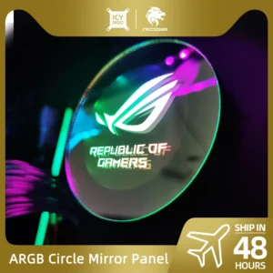 RGB 피규어 하단 PC 케이스 조명 미러 서클 패널 A-RGB 섀시 패널, 5V SYNC AURA 게이머 MOD 플레이트, 맞춤형 DIY, 6.5cm