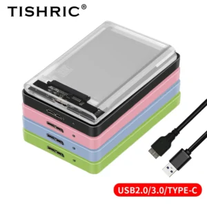 TISHRIC-외장 HD 케이스 2.5 HDD 케이스, SSD 외장 하드 드라이브 박스 인클로저 6Gbps 10TB SATA to USB 3.0 하드 디스크 케이스 어댑터