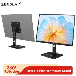 ZEUSLAP 회전식 휴대용 모니터 데스크, VESA 마운트 모니터용 금속 스탠드 거치대