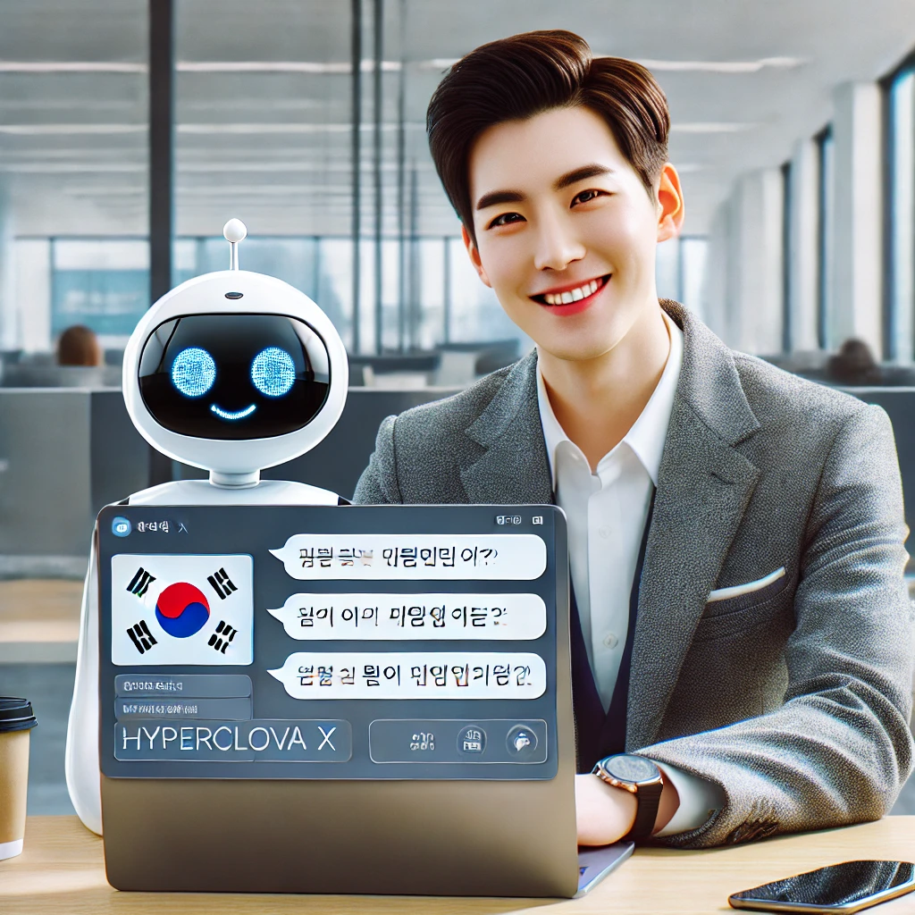 딥시크 개인정보 유출 우려, 이용자 69% 이탈! 정부·기업 규제로 퇴출 위기? 6 DALL·E 2025 02 10 17.04.19 A friendly Korean office worker sitting at a desk using a laptop with a chatbot interface open. The chatbot window displays a conversation with Hype 1