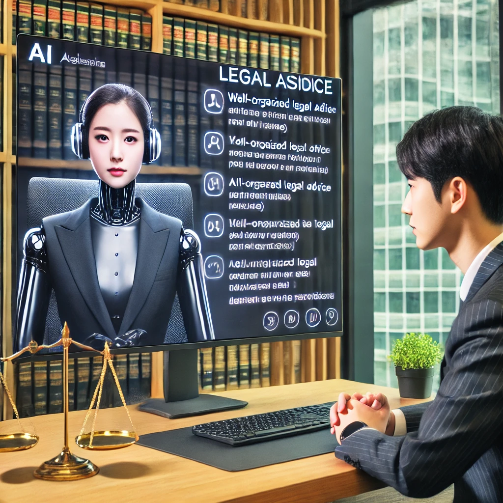 AI 환각률 0%대! 추론 능력 대폭 강화, 얼마나 정확해졌을까? 8 DALL·E 2025 02 10 19.50.04 A digital AI assistant providing legal consultation to a client in a virtual meeting. The AI screen shows well organized legal advice with citations f